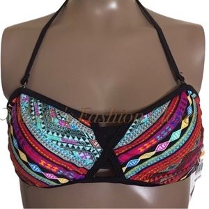 The Bikini Lab Open LatticeBikini Convertible Halter Strap Bandeau Swim Top